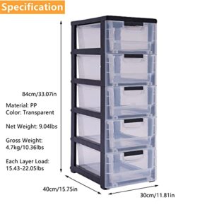 Gdrasuya10 Plastic Drawers Storage Cabinet with 5 Drawers Tall Closet Display Drawers Dresser Organizer for Playroom,Bedroom Furniture,Stackable Vertical Clothes Tower Small Chest Closet