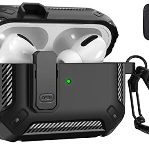 Maxjoy Airpods Pro 2nd Generation/1st Generation Case Cover with Lock, AirPods Pro 2 Protective Case Shockproof Cover with Keychain Compatible with Apple Airpods Pro 2 2023 2022/ Pro 2019, Black