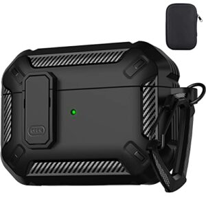 Maxjoy Airpods Pro 2nd Generation/1st Generation Case Cover with Lock, AirPods Pro 2 Protective Case Shockproof Cover with Keychain Compatible with Apple Airpods Pro 2 2023 2022/ Pro 2019, Black