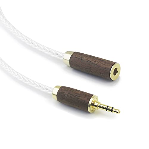 NewFantasia 3.5mm Stereo Male to 4.4mm Female Headphone Audio Adapter Cable 8 Cores 6N OCC Copper Single Crystal Silver Plated Wire Walnut Wood Shell 3.5mm Male to 4.4mm Balanced Female
