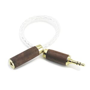 NewFantasia 3.5mm Stereo Male to 4.4mm Female Headphone Audio Adapter Cable 8 Cores 6N OCC Copper Single Crystal Silver Plated Wire Walnut Wood Shell 3.5mm Male to 4.4mm Balanced Female