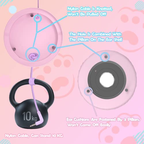 Joofooby Kids Unicorns Headphones with Mic for Travel/Car/Plane/School,Unicorns Gifts for Girls with Gifts Box,On/Over Ear HD Stereo with 95dB Volume Limited,Wired Headsets with Nylon Cable (Pink)