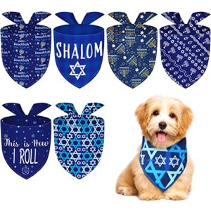 6 pieces hanukkah dog bandana jewish star bandanas chanukah menorah pet scarf set kerchief gift for dog pet holiday costume clothes accessories