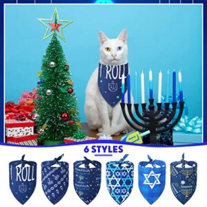 6 Pieces Hanukkah Dog Bandana Jewish Star Bandanas Chanukah Menorah Pet Scarf Set Kerchief Gift for Dog Pet Holiday Costume Clothes Accessories