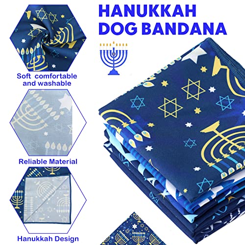 6 Pieces Hanukkah Dog Bandana Jewish Star Bandanas Chanukah Menorah Pet Scarf Set Kerchief Gift for Dog Pet Holiday Costume Clothes Accessories