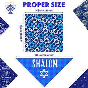 6 Pieces Hanukkah Dog Bandana Jewish Star Bandanas Chanukah Menorah Pet Scarf Set Kerchief Gift for Dog Pet Holiday Costume Clothes Accessories