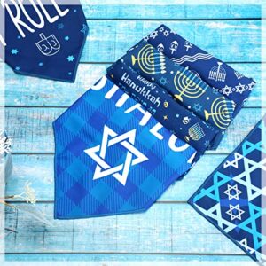 6 Pieces Hanukkah Dog Bandana Jewish Star Bandanas Chanukah Menorah Pet Scarf Set Kerchief Gift for Dog Pet Holiday Costume Clothes Accessories