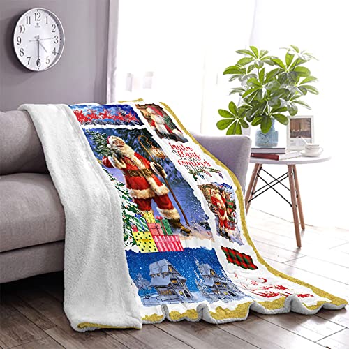 CYREKUD Christmas Blanket,Christmas Throw Blanket for Couch,Santa Blanket for Christmas Decorations, for Women,Christmas Village Snow Blanket,Holiday Xmas New Year Decor 50" x 60"