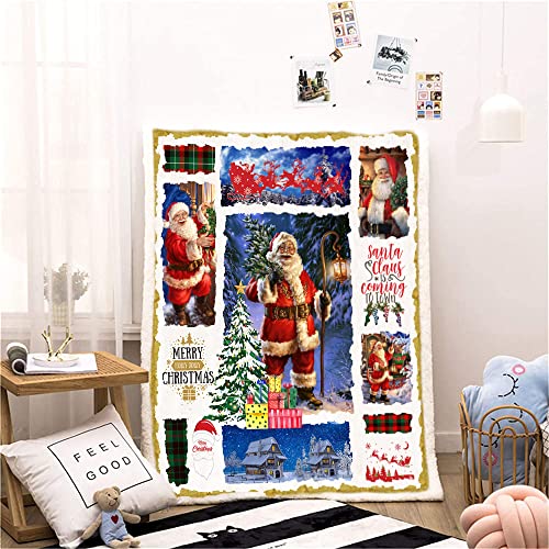 CYREKUD Christmas Blanket,Christmas Throw Blanket for Couch,Santa Blanket for Christmas Decorations, for Women,Christmas Village Snow Blanket,Holiday Xmas New Year Decor 50" x 60"