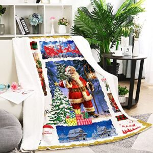 CYREKUD Christmas Blanket,Christmas Throw Blanket for Couch,Santa Blanket for Christmas Decorations, for Women,Christmas Village Snow Blanket,Holiday Xmas New Year Decor 50" x 60"