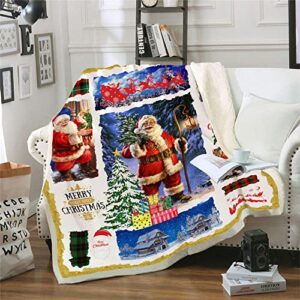 CYREKUD Christmas Blanket,Christmas Throw Blanket for Couch,Santa Blanket for Christmas Decorations, for Women,Christmas Village Snow Blanket,Holiday Xmas New Year Decor 50" x 60"