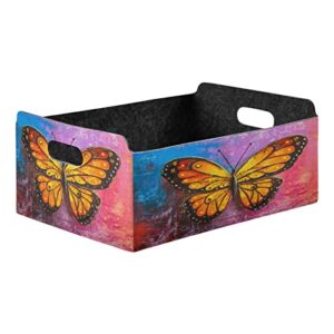 xigua large foldable storage bins, felt storage basket with handles, storage containers organizer for clothes, toys, shelves, closet, office, bedroom, monarch butterfly