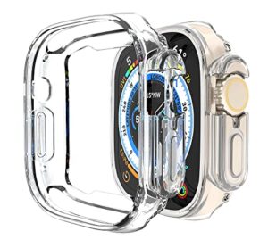 [2 pack] penom compatible for apple watch ultra case 49mm bumper cover, soft tpu shockproof protective scratch-resistant frame for iwatch series 8 ultra 49 mm [no screen protector]- clear