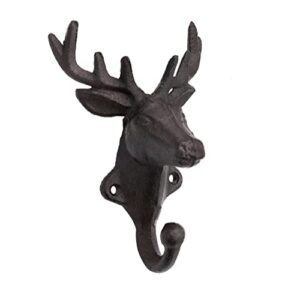 NAKHLE Cast Iron Moose Wall Hanger Hooks Vintage Rustic Decorative Wall Mounted Coat Hook Metal Clothes Hanger (Black)