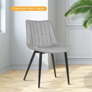 AVAWING Dining Chairs Set of 4, Mid Century Modern Dining Chairs, Faux Leather Upholstered Chair with Metal Legs, Armless Leisure Kitchen & Dining Room Chairs, Grey