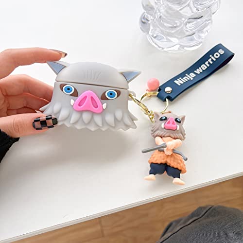 heenhdfd Designed for Airpod Pro, Airpod Pro Cartoon Silicone Earphone Sleeve Shockproof Waterproof Protective Earphone, with Cute Anime Keychain Anti-Lost (pro Pig Head Cover)