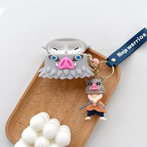 heenhdfd Designed for Airpod Pro, Airpod Pro Cartoon Silicone Earphone Sleeve Shockproof Waterproof Protective Earphone, with Cute Anime Keychain Anti-Lost (pro Pig Head Cover)