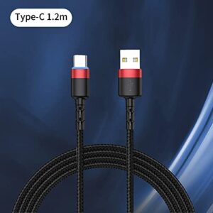 BGNTBUK Last Cable Type C Smartphone Charging Data Cable 2.4A Breathing Light Smart Fast Charging Cable 1.2m Android Chargers 6 Ft