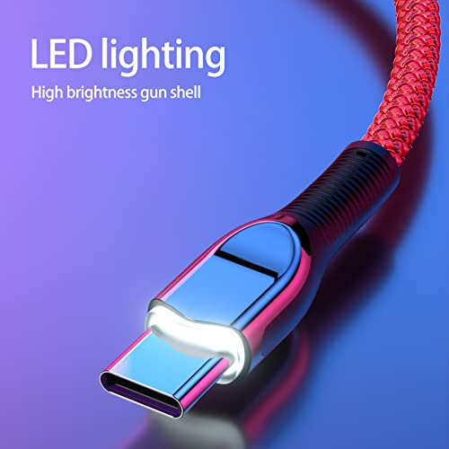 BGNTBUK Magnetic Phone Cords 10 Ft 5A Super Fast Charge Braided Alloy LED Front Light Data Cable Suitable for Micro Charging Cable Long Charging Cord