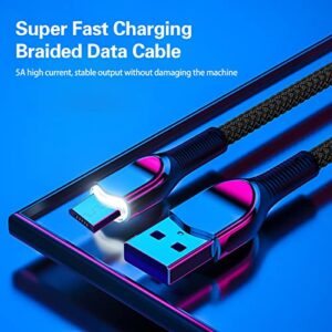 BGNTBUK Magnetic Phone Cords 10 Ft 5A Super Fast Charge Braided Alloy LED Front Light Data Cable Suitable for Micro Charging Cable Long Charging Cord