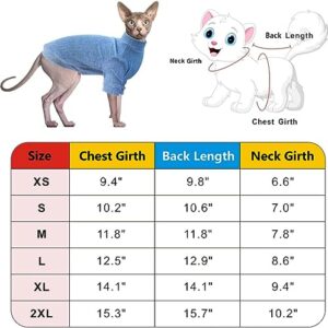 Idepet Sphynx Hairless Cats Sweater Shirt Kitten Soft Puppy Clothes Pullover Cute Cat Pajamas Jumpsuit Skin-Friendly Cotton Apparel Pet Winter Turtleneck for Cats and Small Dogs(Small, Pink)