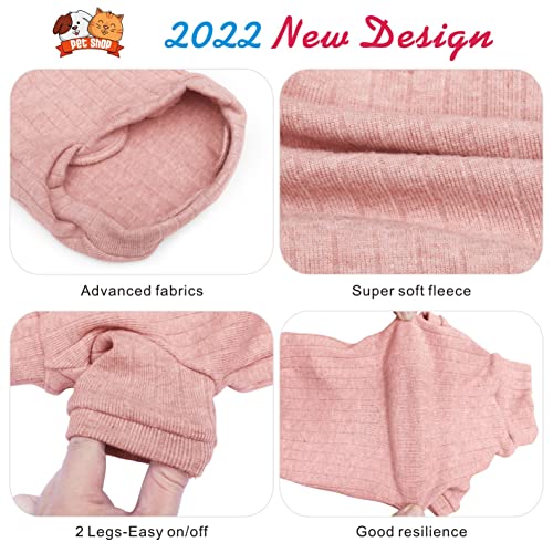 Idepet Sphynx Hairless Cats Sweater Shirt Kitten Soft Puppy Clothes Pullover Cute Cat Pajamas Jumpsuit Skin-Friendly Cotton Apparel Pet Winter Turtleneck for Cats and Small Dogs(Small, Pink)