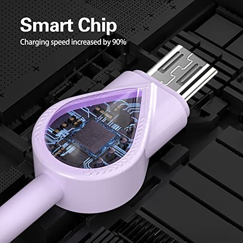 BGNTBUK Phone Chargers for Android 2PCS 1m 3A Silicone Data Cable Mobile Phone Color Fast Charging Line Liquid Soft Plastic Flash Charging Cable Test Light