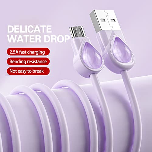 BGNTBUK Phone Chargers for Android 2PCS 1m 3A Silicone Data Cable Mobile Phone Color Fast Charging Line Liquid Soft Plastic Flash Charging Cable Test Light