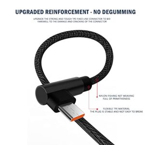 BGNTBUK External Hard Drive Cable USB C Cable Right Angle 90° Elbow Nylon Braided USB A to C 66W Fast Charging Cable Cod Mobile Controller Note 10 Plus