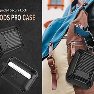 Olytop Case for Airpods Pro 2nd/1st Generation Case with Lock Lid, Rugged Latch Protective Cover, Shockproof Armor Skin Shell for Apple AirPod Pro Case 2022/2019 Black