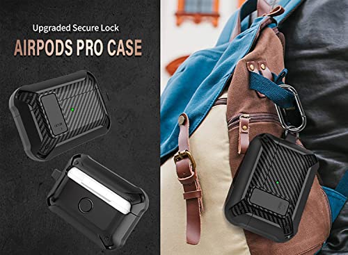 Olytop Case for Airpods Pro 2nd/1st Generation Case with Lock Lid, Rugged Latch Protective Cover, Shockproof Armor Skin Shell for Apple AirPod Pro Case 2022/2019 Black