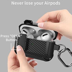 Olytop Case for Airpods Pro 2nd/1st Generation Case with Lock Lid, Rugged Latch Protective Cover, Shockproof Armor Skin Shell for Apple AirPod Pro Case 2022/2019 Black