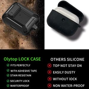 Olytop Case for Airpods Pro 2nd/1st Generation Case with Lock Lid, Rugged Latch Protective Cover, Shockproof Armor Skin Shell for Apple AirPod Pro Case 2022/2019 Black