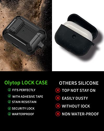 Olytop Case for Airpods Pro 2nd/1st Generation Case with Lock Lid, Rugged Latch Protective Cover, Shockproof Armor Skin Shell for Apple AirPod Pro Case 2022/2019 Black