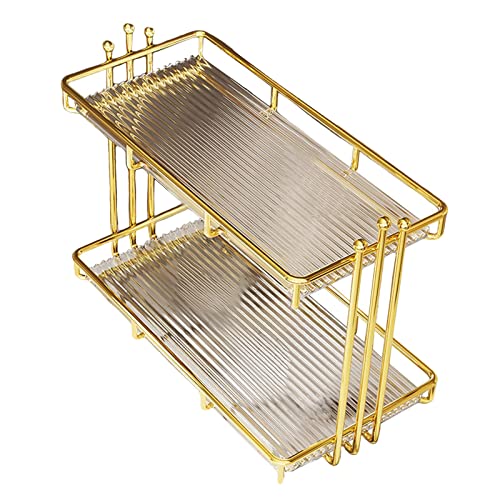 B Baosity Multifunctional Bathroom Countertop Organizer 2 Tiers Vanity Organizer Tray Holder for Kitchen Dresser Countertop Office Bathroom, M