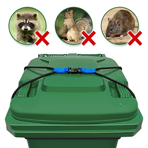 PAHTTO Trash Can Lock 4PCS, Lid Lock for 30-50 Gal Outdoor Garbage Cans, Heavy Duty Bungee Cord Garbage Can Lock for Animals, Squirrels, Dogs, Raccoons
