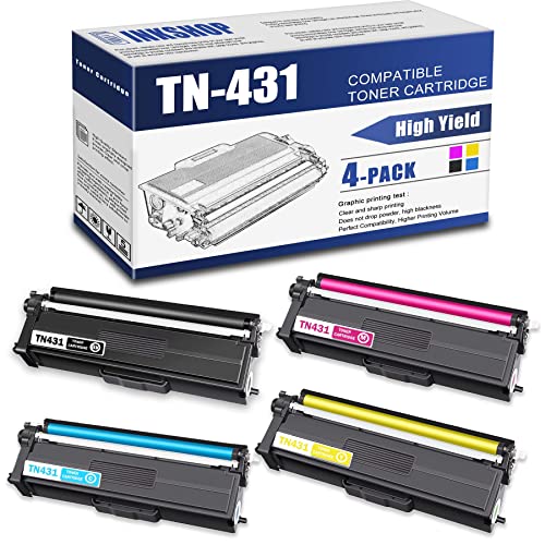 TN431 Compatible TN-431BK TN-431C TN-431Y TN-431M Toner Cartridge Replacement for Brother TN-431 HL-L8260CDW HL-L8360CDW DCP-L8410CDW MFC-L8610CDW Toner.(1BK+1C+1Y+1M)