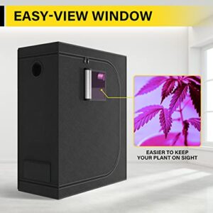 iPower 24"x47"x59" Mylar Hydroponic Water-Resistant Grow Tent with Observation Window and Removable Floor Tray for Plants Seedling, Propagation, Blossom