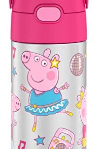 THERMOS FUNTAINER 12 Ounce Stainless Steel Vacuum Insulated Kids Straw Bottle, Peppa Pig & Thermos Replacement Straws for 12 Ounce Funtainer Bottle, Clear, one size (F401RS6)