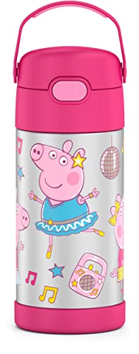 THERMOS FUNTAINER 12 Ounce Stainless Steel Vacuum Insulated Kids Straw Bottle, Peppa Pig & Thermos Replacement Straws for 12 Ounce Funtainer Bottle, Clear, one size (F401RS6)