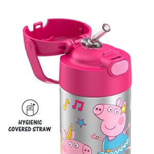 THERMOS FUNTAINER 12 Ounce Stainless Steel Vacuum Insulated Kids Straw Bottle, Peppa Pig & Thermos Replacement Straws for 12 Ounce Funtainer Bottle, Clear, one size (F401RS6)