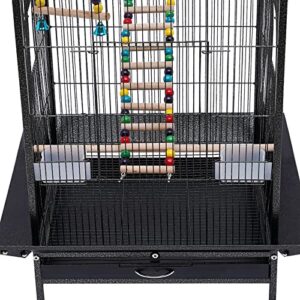 Bird Cage Open Top Standing,Parrot Cage with Rolling Stand,Large Bird Flight Cage for Parekette Cockatiel Finch Macaw Cockatoo Pet House 22.8 * 22.8 * 39.9"