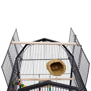 Bird Cage Open Top Standing,Parrot Cage with Rolling Stand,Large Bird Flight Cage for Parekette Cockatiel Finch Macaw Cockatoo Pet House 22.8 * 22.8 * 39.9"