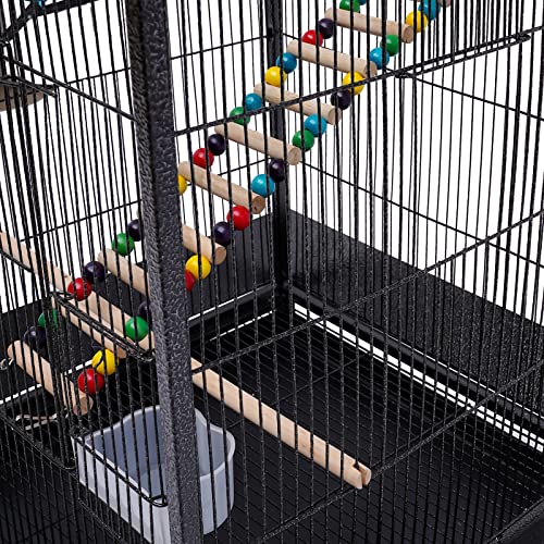 Bird Cage Open Top Standing,Parrot Cage with Rolling Stand,Large Bird Flight Cage for Parekette Cockatiel Finch Macaw Cockatoo Pet House 22.8 * 22.8 * 39.9"