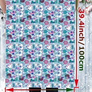 U'COVER Christmas Gift Wrapping Paper Large Sheet for Kids Boys Girls Baby Women Men Xmas Wrapping Paper 3Style Christmas Sloth Llama Santa Snowman Tree Truck Car Gift Wrap Paper (27*39.4inch 22sq.ft.)