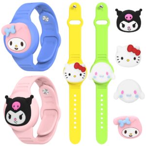 zoicip compatible with airtag bracelet for kids [4pack], cute diy kids air tag wristband hidden air tag holder compatible for air tag, soft silicone anti-lost bracelet air tag case for kids & adults