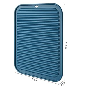 HOTEC Silicone Trivets for Hot pots and Pans, Heat Resistant for Kitchen Counter Dish Drying Mat, Set of 2 Classic Blue