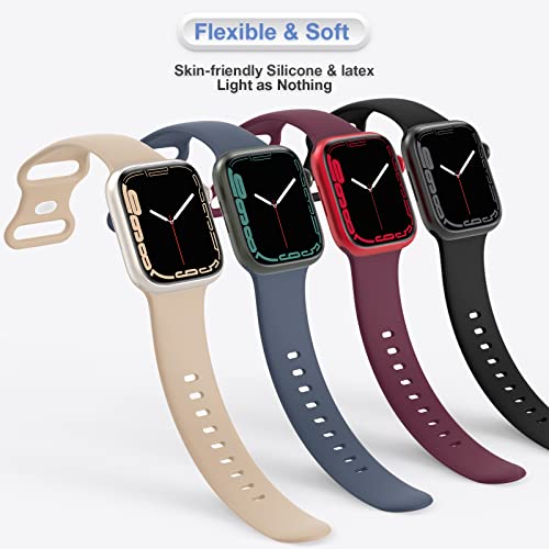 BRG 4 Pack Bands for Apple Watch Band Series 9, Ultra/Ultra2, SE Series 8 7 6 5 4 3 2 1 40mm 38mm 41mm, Women and Men Sport Apple Watch Bands, Soft Silicone Strap Replacement for iWatch Bands