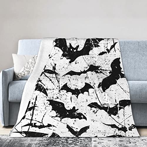 Halloween Bat Throw Blanket Super Soft Warm Bed Blankets for Couch Bedroom Sofa Office Car, All Season Cozy Flannel Plush Blanket for Girls Boys Adults, 50"X40"