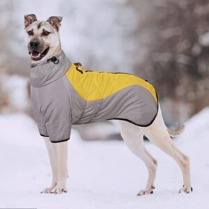 ASENKU Windproof Dog Winter Coat, Splicing Dog Coat Waterproof Dog Snow Jacket, Reflective Dog Vest Harness Cold Weather Dog Clothes Pet Apparel for Medium Large Dogs